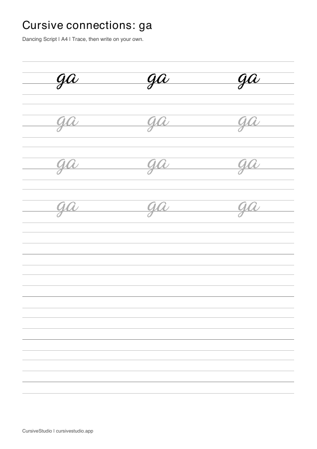ga cursive connection practice sheet