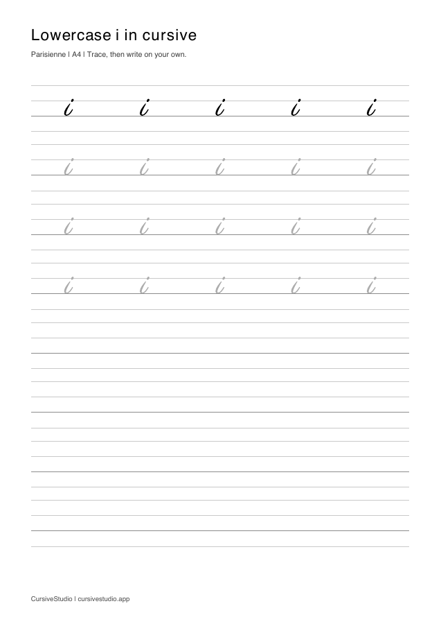 lowercase i Parisienne guided practice sheet