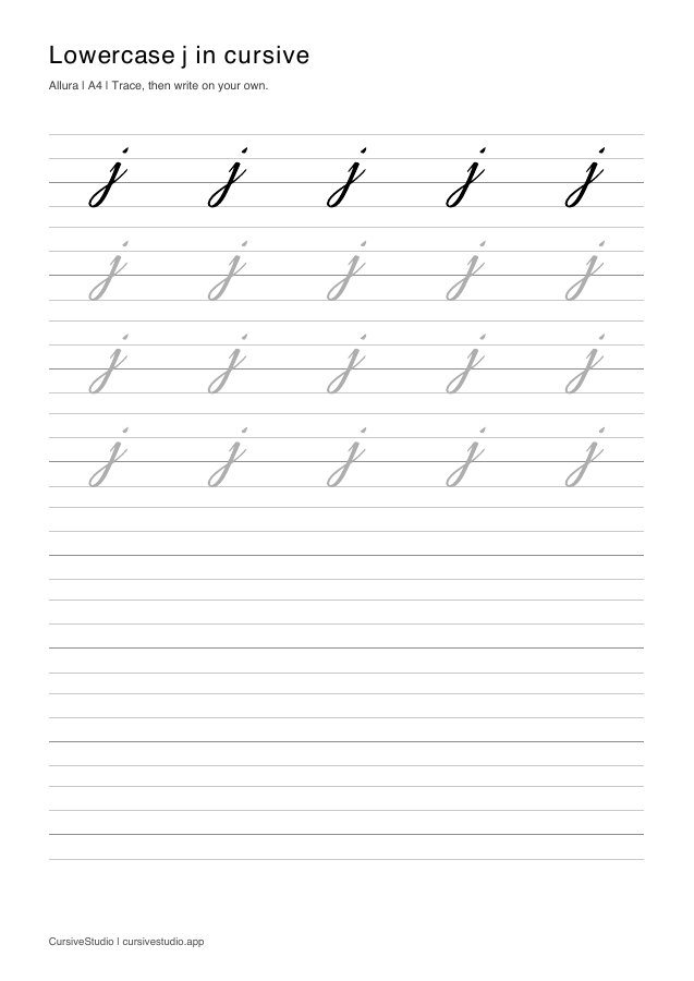 lowercase j Allura guided practice sheet