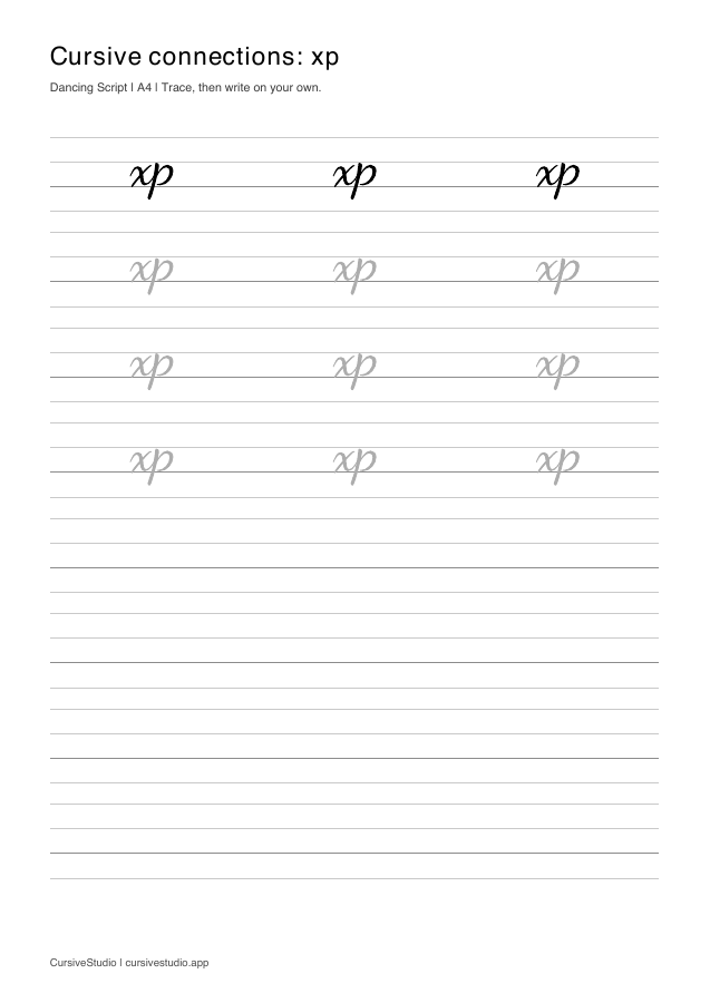 xp cursive connection practice sheet