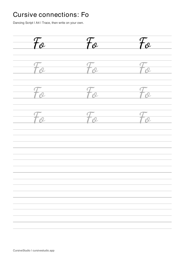 Fo cursive connection practice sheet