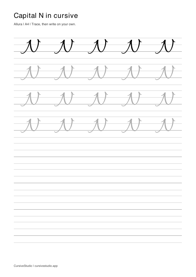 capital N Allura guided practice sheet