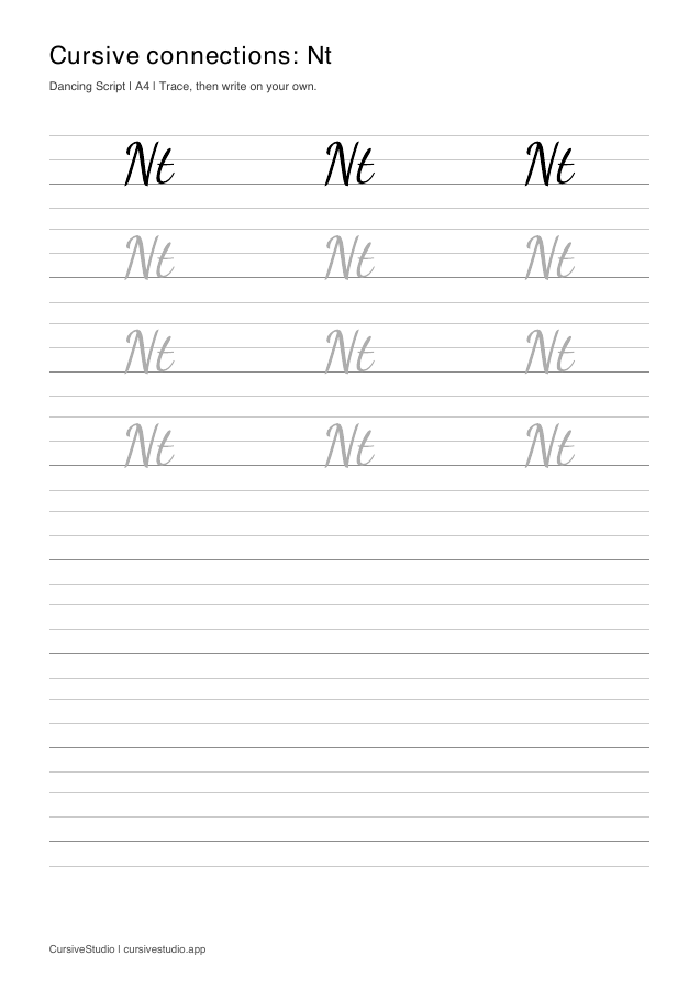 Nt cursive connection practice sheet