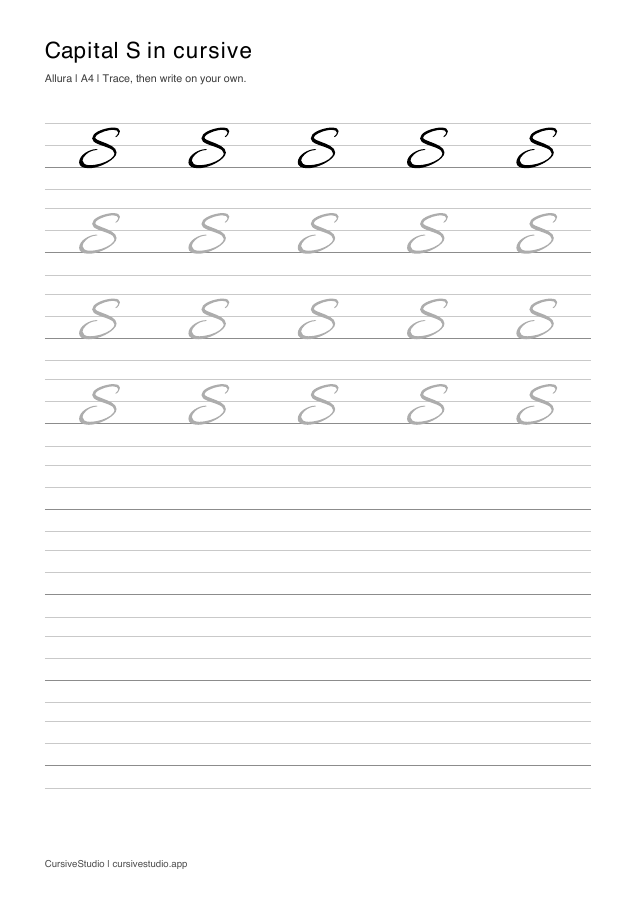 capital S Allura guided practice sheet