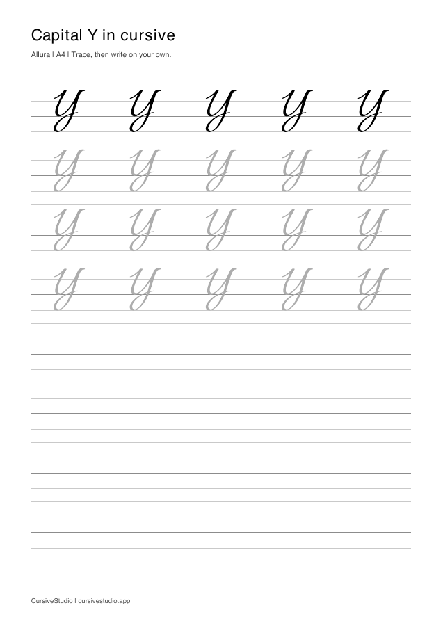 capital Y Allura guided practice sheet