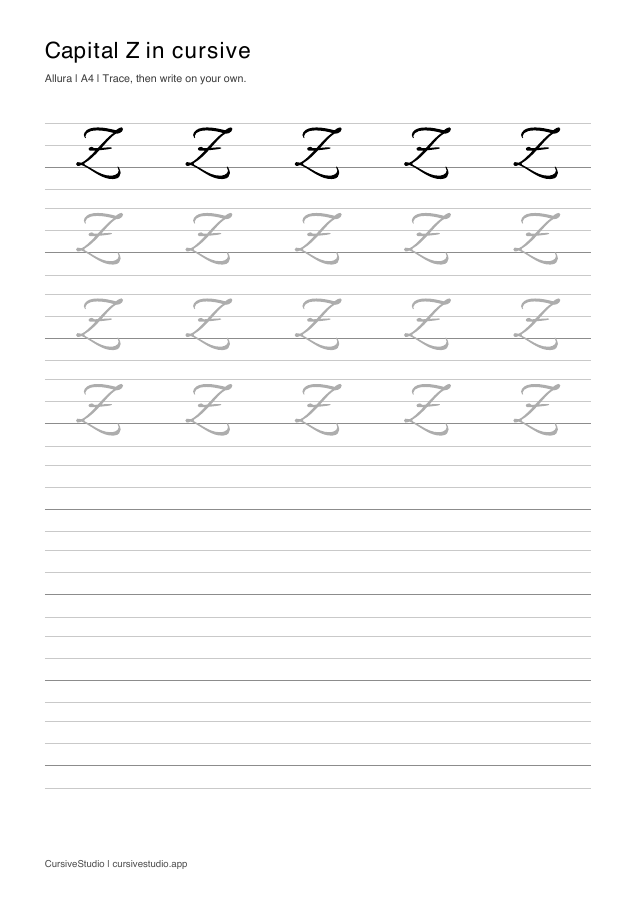 capital Z Allura guided practice sheet