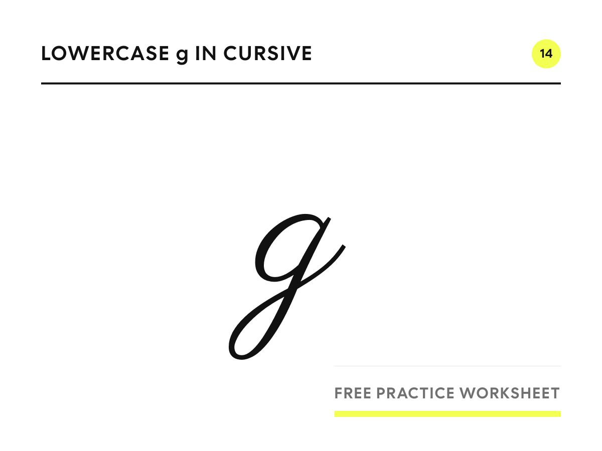 Lowercase g in cursive, written in Parisienne script