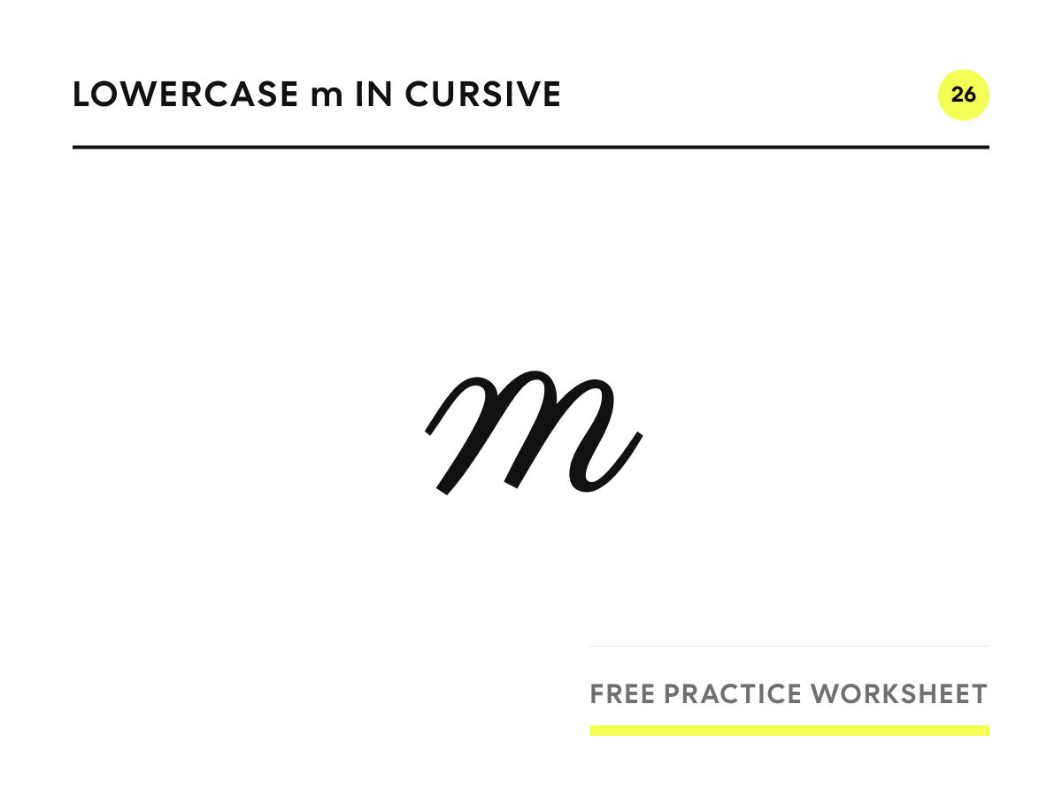 Lowercase m in cursive, written in Parisienne script