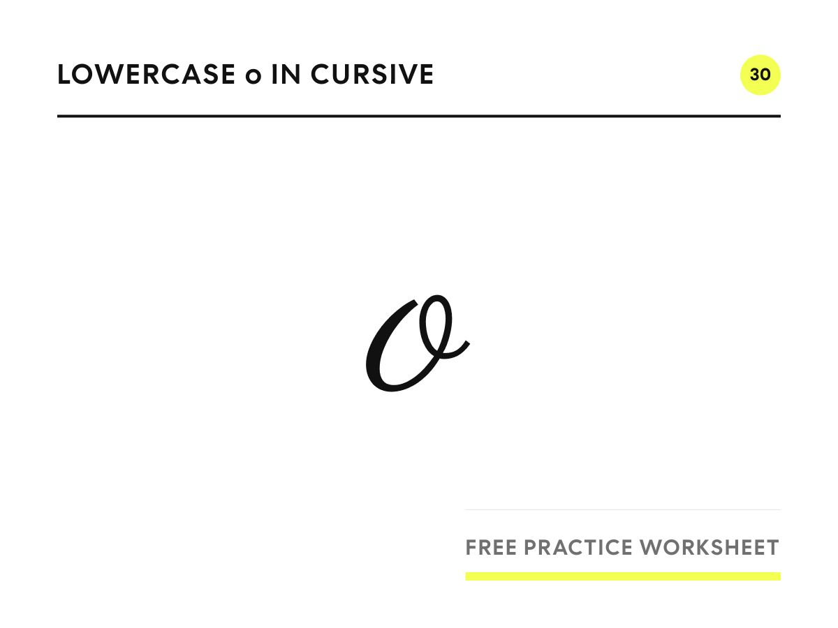 Lowercase o in cursive, written in Parisienne script