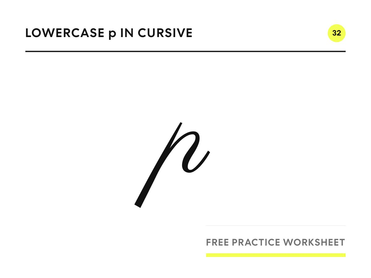 Lowercase p in cursive, written in Parisienne script