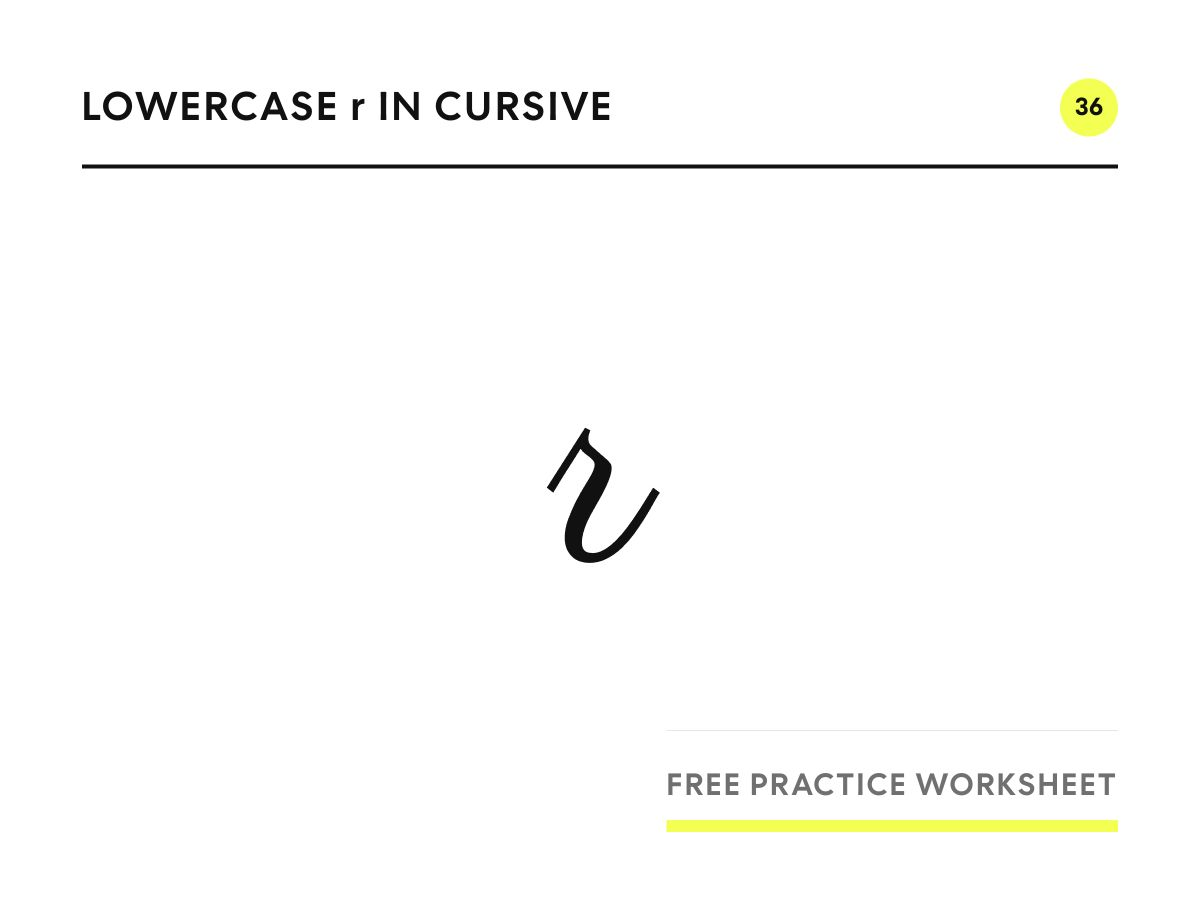 Lowercase r in cursive, written in Parisienne script