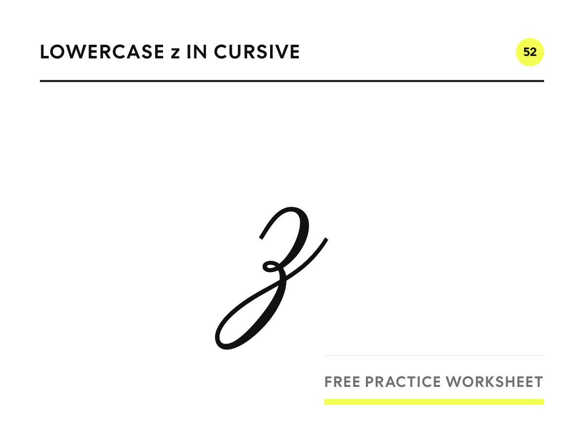 Lowercase z in cursive, written in Parisienne script