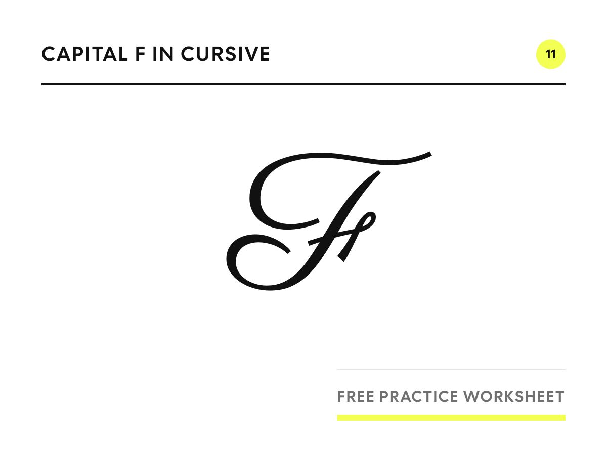Capital F in cursive, written in Parisienne script