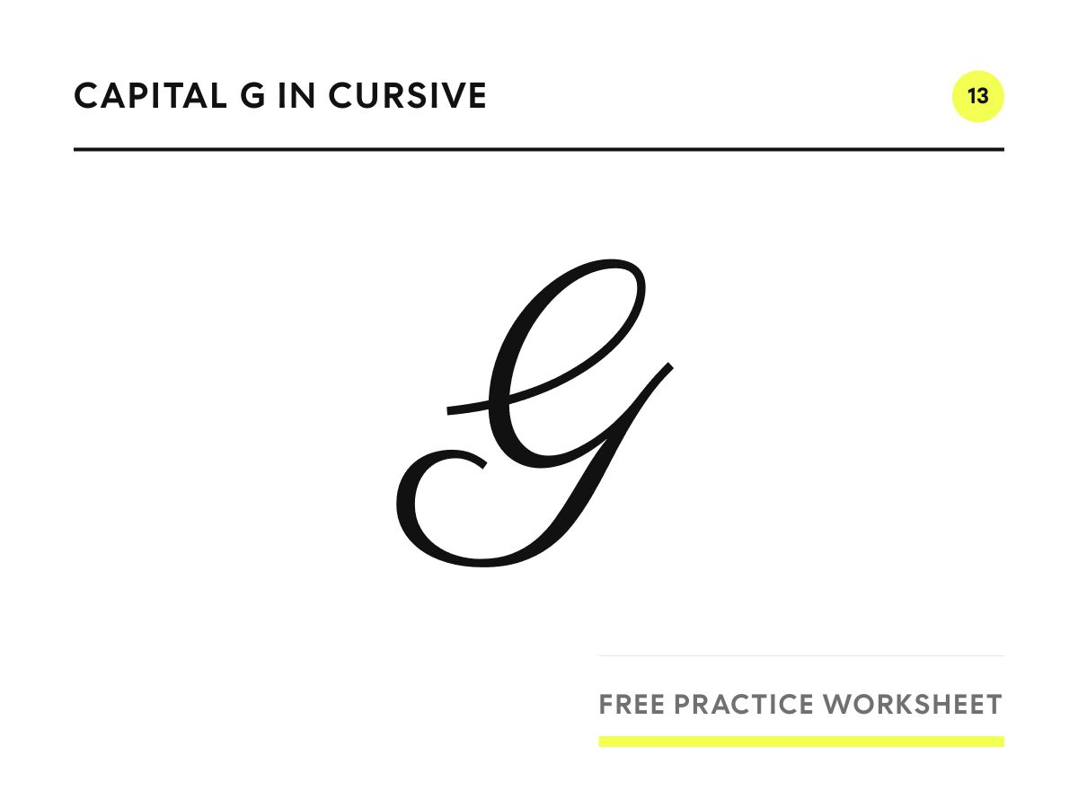 Capital G in cursive, written in Parisienne script