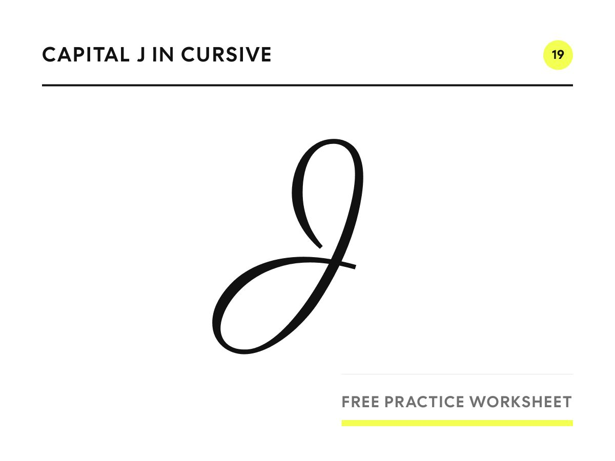 Capital J in cursive, written in Parisienne script
