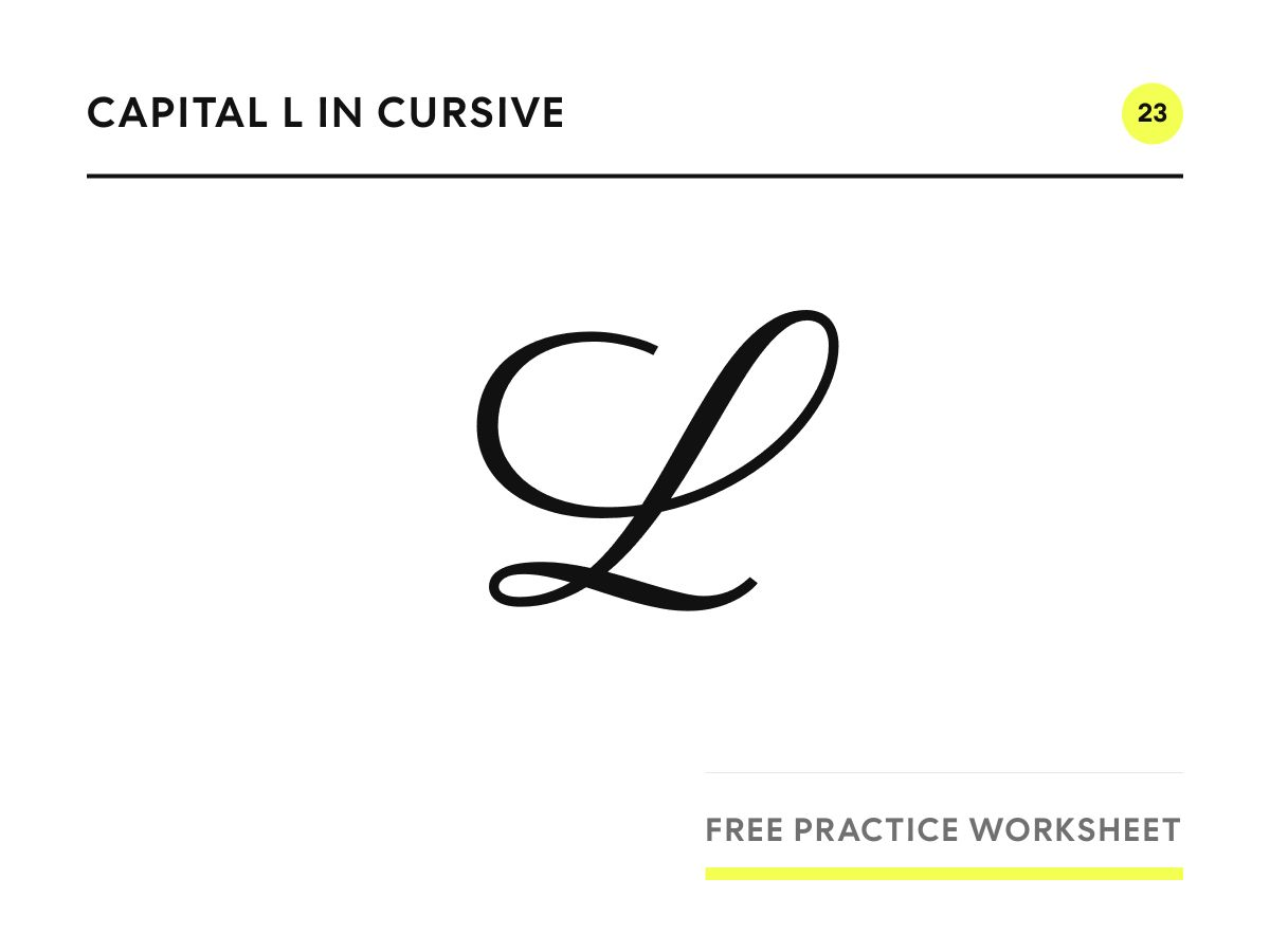 Capital L in cursive, written in Parisienne script
