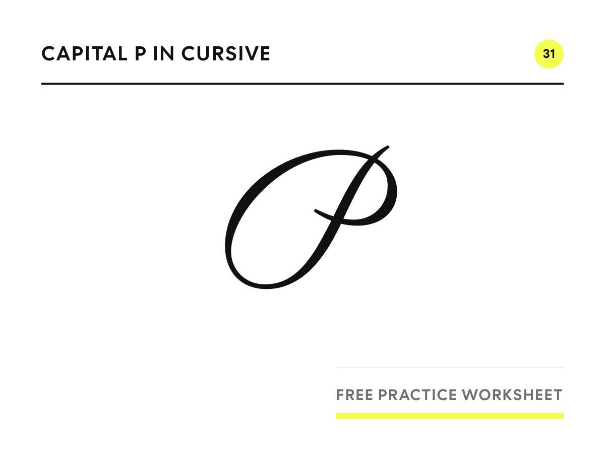 Capital P in cursive, written in Parisienne script