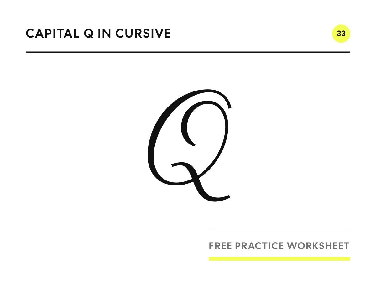 Capital Q in cursive, written in Parisienne script