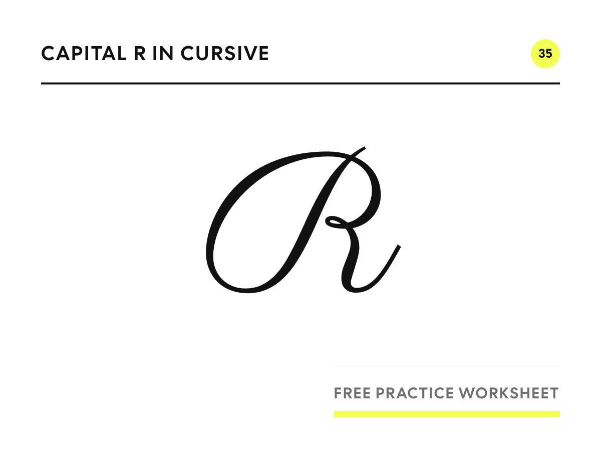 Capital R in cursive, written in Parisienne script