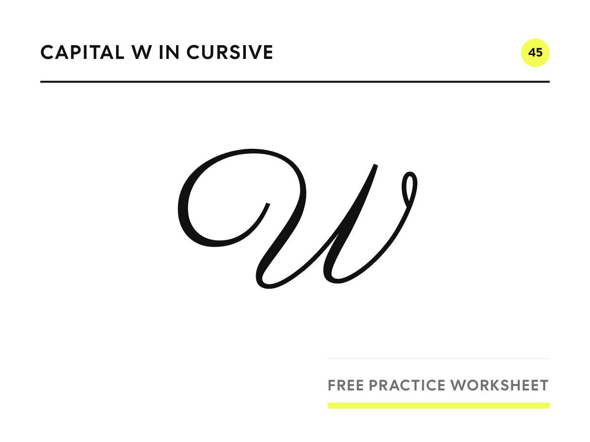 Capital W in cursive, written in Parisienne script