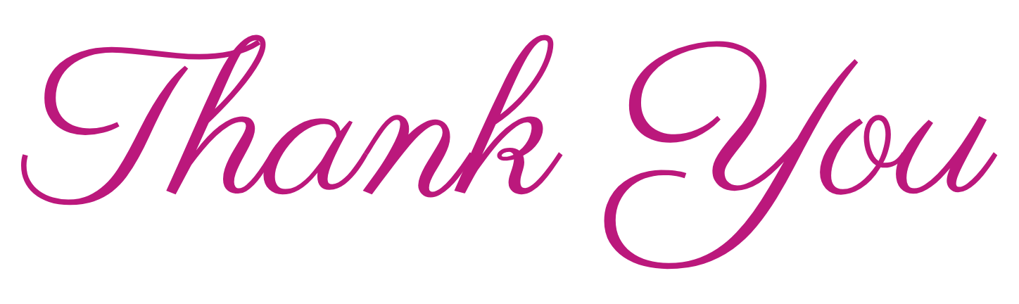 Thank You written in Parisienne cursive, on one line