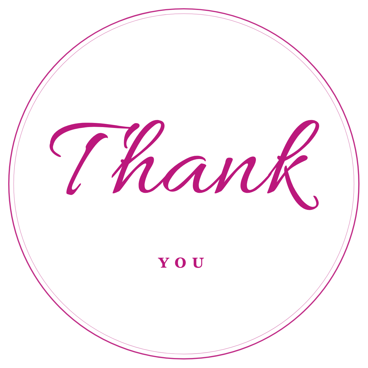 Thank You written in Allura cursive, inside a round seal